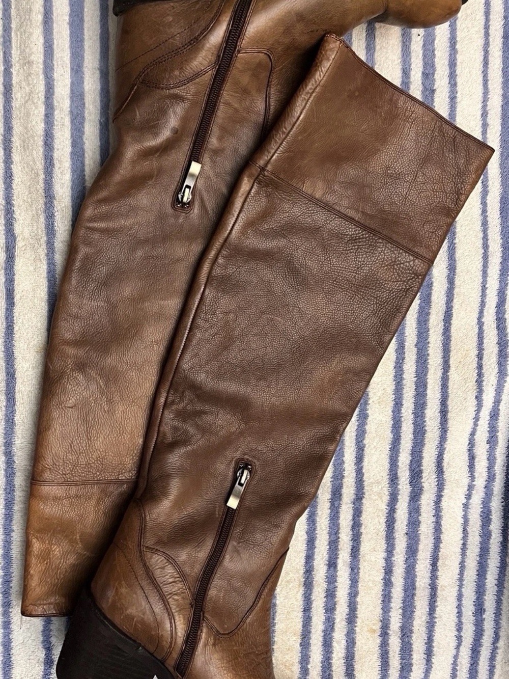 Women’s Brown Leather Knee-High Heeled Boots